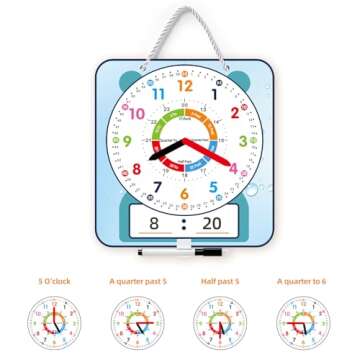 Magnetic Dry Erase Teaching Clock for Kids 12" Large