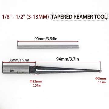 Joyangy 1/8" - 1/2" (3-13mm) Tapered Reamer Tool, T Handle Reamer with 6 Fluted Chamfer, 45# Steel a...