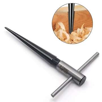 Joyangy 1/8" - 1/2" (3-13mm) Tapered Reamer Tool, T Handle Reamer with 6 Fluted Chamfer, 45# Steel and 1/4" Hex Shank Chamfer Reaming Tool for Guitar Bridge Pin Hole and Luthier Tool