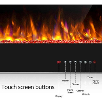 60" Electric Fireplace Multicolor Flame Remote Control Heater