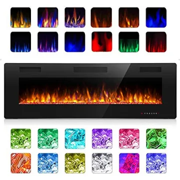 60" Electric Fireplace Multicolor Flame Remote Control Heater