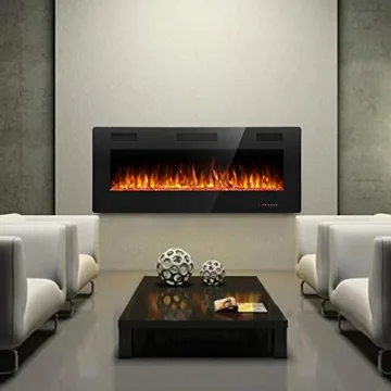 60" Electric Fireplace Multicolor Flame Remote Control Heater