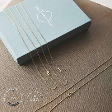 Deidreamers Side Mini Initial 14k Gold on Sterling Silver A