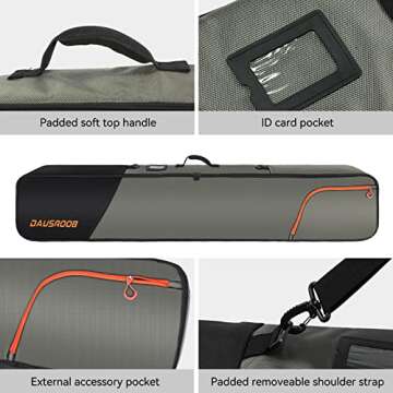 DAUSROOB Snowboard Travel Bag 1680D Reinforced Snowboard Bag Double Padding Snowboard Ski Bag Premium Snowboard and Boot Bags Waterproof Travel Ski Bag for Skis, Boots, Snowboards, Wax