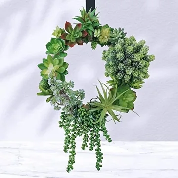 Winlyn 19 Pcs Faux Succulents Assorted Green Plants