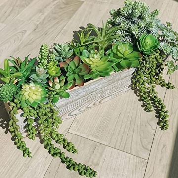 Winlyn 19 Pcs Faux Succulents Assorted Green Plants
