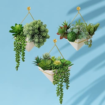 Winlyn 19 Pcs Faux Succulents Assorted Green Plants