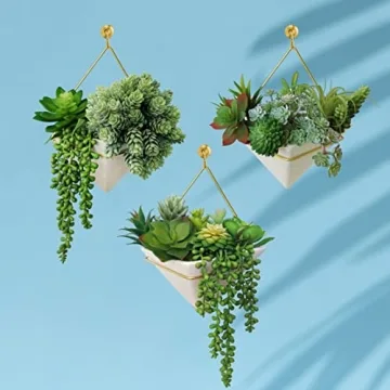 Winlyn 19 Pcs Faux Succulents Assorted Green Plants