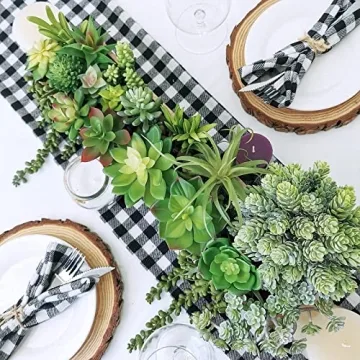 Winlyn 19 Pcs Faux Succulents Assorted Green Plants