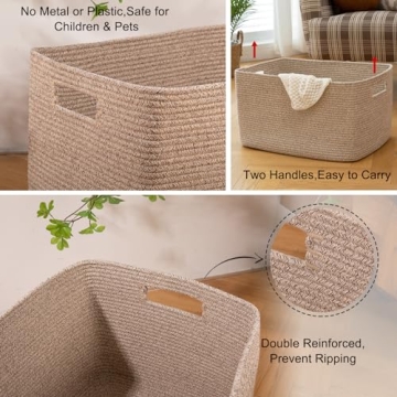 Stylish OIAHOMY 75L Cotton Rope Blanket Basket