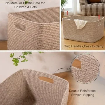 Stylish OIAHOMY 75L Cotton Rope Blanket Basket