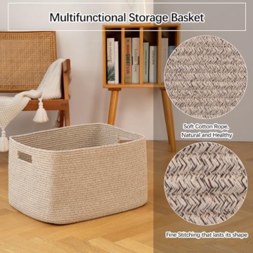 Stylish OIAHOMY 75L Cotton Rope Blanket Basket