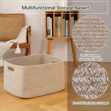 Stylish OIAHOMY 75L Cotton Rope Blanket Basket
