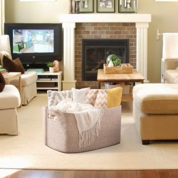 Stylish OIAHOMY 75L Cotton Rope Blanket Basket
