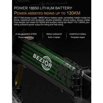 Bezior X Plus Electric Bike - 1500W Motor and Removable Battery