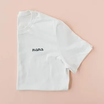 Mama Embroidered White T Shirt for Stylish Moms