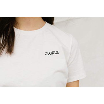 Mama Embroidered White T Shirt for Stylish Moms