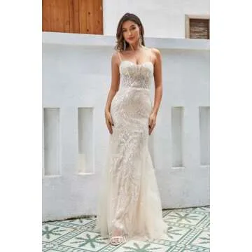 Toreque Champagne Sequin Corset Prom Dress for Women