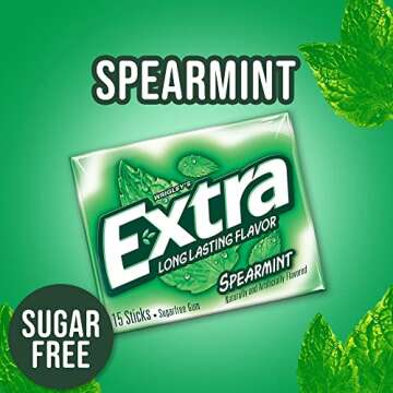 EXTRA Spearmint Sugar Free Chewing Gum, 3 Packs of 15 Pieces (45 Total Pieces)