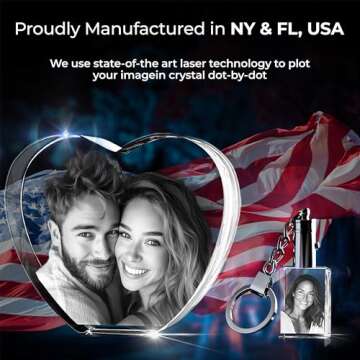 3D innovation 3D Photo Crystal, Valentines Day Customized Gifts for Women, Couple, Wife, Men, Custom Glass Picture with Your Own Photo, Heart Laser Etched Crystal, Anniversary Wedding Gifts