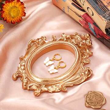 5 Pieces Vintage Resin Picture Frame Antique Photo Frame Mini Vintage Frames Oval Rectangle Gothic F...