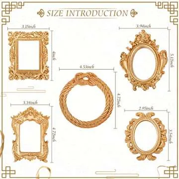 5 Pieces Vintage Resin Picture Frame Antique Photo Frame Mini Vintage Frames Oval Rectangle Gothic Frames Wall Hanging Photo Frame for Home Wall Jewelry Display Hotel Decor, Without Glass or Backing