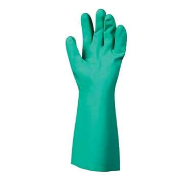 SHOWA 727-07 Nitrile Unlined Chemical Resistant Glove, Small (Pack of 12 Pairs), Light Green