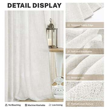 MEETBILY Linen Textured Semi Sheer Kitchen Tiers Curtains 30 Inches Long Small Kitchen Window Curtains Rod Pocket Cafe Curtains Drapes for Bathroom Laundry Room RV(2 Panels, Ivory,30" W x 30" L)