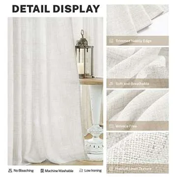 MEETBILY Linen Textured Semi Sheer Kitchen Tiers Curtains 30 Inches Long Small Kitchen Window Curtains Rod Pocket Cafe Curtains Drapes for Bathroom Laundry Room RV(2 Panels, Ivory,30" W x 30" L)