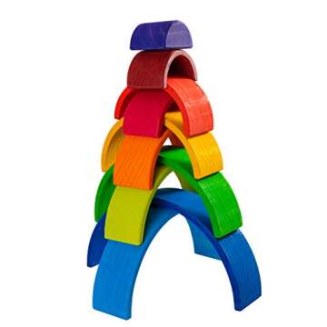 MERRYHEART Wooden Rainbow Stacking Toy for Creative Play