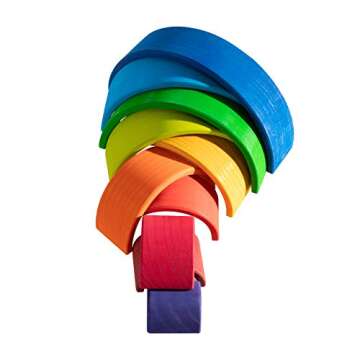 MERRYHEART Wooden Rainbow Stacking Toy for Creative Play