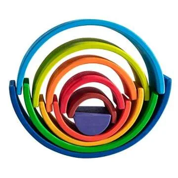 MERRYHEART Wooden Rainbow Stacking Toy for Creative Play
