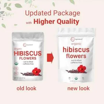 Organic Hibiscus Flowers, 2lbs (450+cups) | Flor de Jamaica, Loose Leaf Tea for Hibiscus Tea Bags | Cut & Sifted Dried Leaves | Caffeine Free, Non-GMO, No Sugar