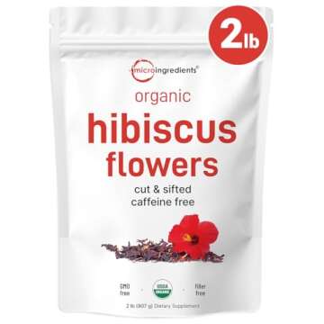 Organic Hibiscus Flowers, 2lbs (450+cups) | Flor de Jamaica, Loose Leaf Tea for Hibiscus Tea Bags | Cut & Sifted Dried Leaves | Caffeine Free, Non-GMO, No Sugar