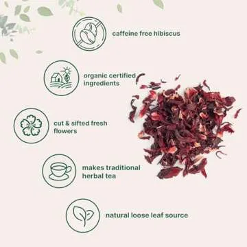Organic Hibiscus Flowers, 2lbs (450+cups) | Flor de Jamaica, Loose Leaf Tea for Hibiscus Tea Bags | Cut & Sifted Dried Leaves | Caffeine Free, Non-GMO, No Sugar