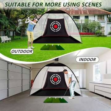 Golf Hitting Practice Nets and Turf Mat Tees for Backyard Driving Gift for Mens Real Indoor Golf Lov...