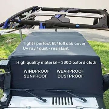 Cab Cover for 2007-2024 Jeep Wrangler - Durable Protection