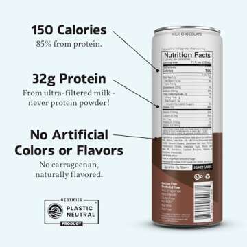 Slate Milk - High Protein Nutrition Shake - Milk Chocolate - 32g Protein, 1g Sugar, 150 Calories, 2g Net Carbs - Lactose Free - No Added Sugar - Breakfast Boost, Post Workout - 11 fl oz, 12 Cans