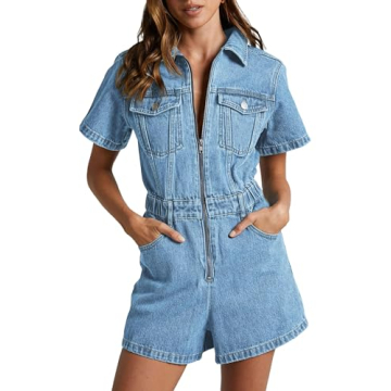 Stylish PLNOTME Denim Romper for Summer Fashion