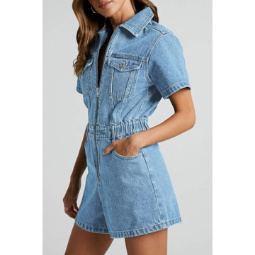 Stylish PLNOTME Denim Romper for Summer Fashion