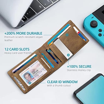 Zitahli Slim RFID Leather Wallet for Men - 12 Cards