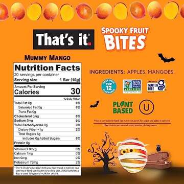 That’s it. Spooky Fruit Bites Halloween Fun Size Fruit Bars Variety Pack (Mango, Banana), Non-GMO,...