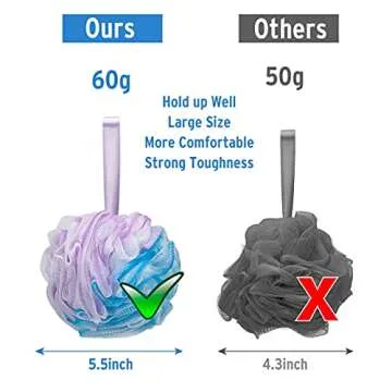 DadyMart Bath Shower Loofah Sponge 60g Bath Mesh Pouf Shower Ball Body Scrubber Exfoliating Bath Sponge for Women and Men, Set of 4, Flower