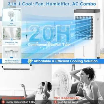 Portable Air Conditioners with 3 Gal Water Tank,20H Cooling Time Swamp Cooler,Air Conditioner Portab...