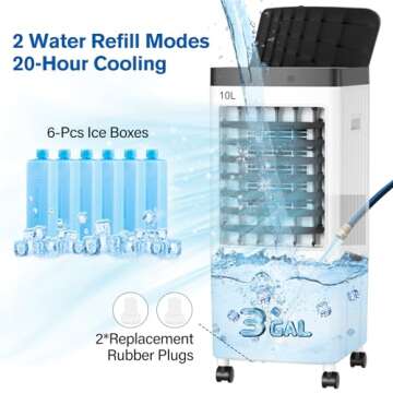 Portable 4-in-1 Evaporative Cooler with Long Cooling Time