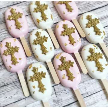 JeVenis 3 PCS Baptism Cake Decorations Cross Cake Mold Cross Mold Baptism Cake Toppers for Baptism Party Supplies