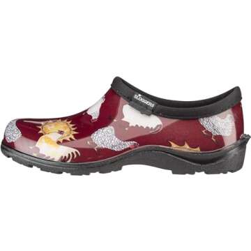 Sloggers Waterproof Garden Shoe for Women – Outdoor Slip-On Rain and Garden Clogs with Premium Comfort Support Insole, (Original Chicken Red), (Size 8)