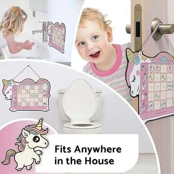 Potty Training Chart for Toddler Girls with 35 Reusable Magnetic Stickers - Unicorn Design Sticker C...
