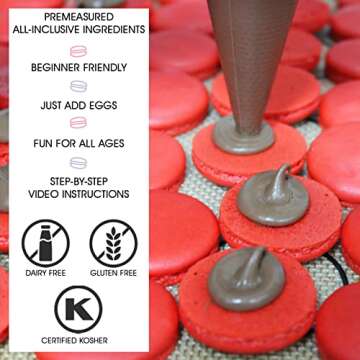 W4W Macalicious Macaron Baking Mix, DIY Bake Your Own French Macarons Kit, Includes All Dry Ingredients, Pastry Bags with Piping Tip, Template & Detailed Instructions, Great activity for Kids & Adults