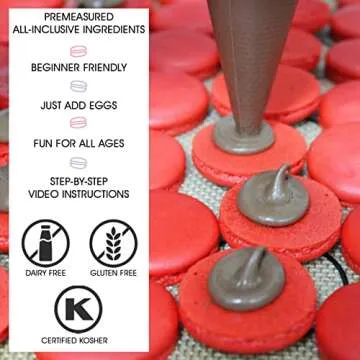 W4W Macalicious Macaron Baking Mix, DIY Bake Your Own French Macarons Kit, Includes All Dry Ingredients, Pastry Bags with Piping Tip, Template & Detailed Instructions, Great activity for Kids & Adults